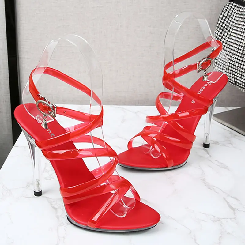 Sandals Women 2025 New Sexy Model Show Shoes 11CM Color Cross Vamp High Heels Gladiator Party Club Customized Stripper Shoes