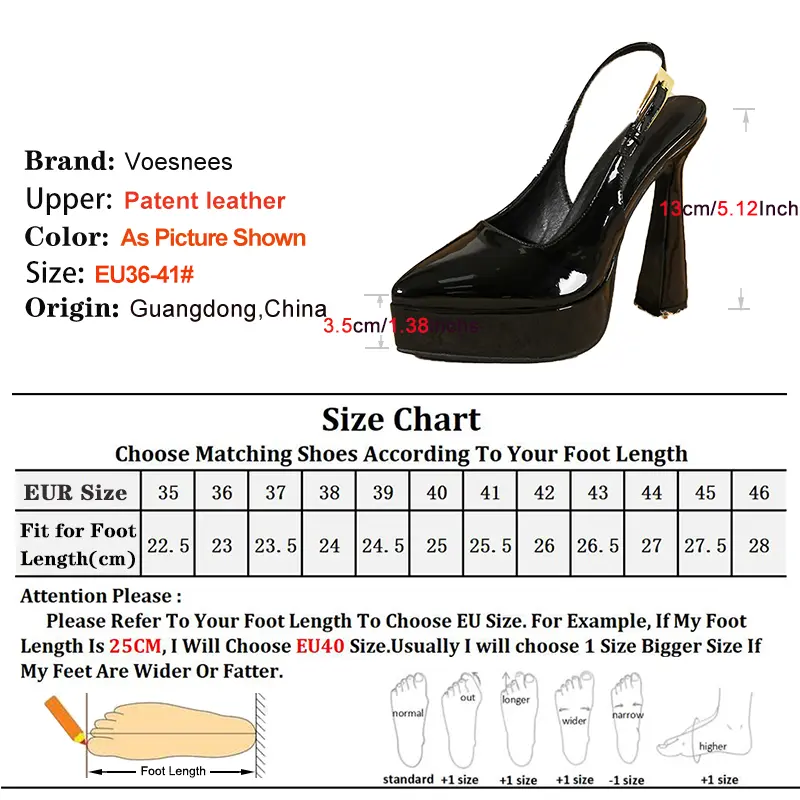 Women 13CM Summer Pointed Buckle Strap Single Shoes Elegant Woman Shallow Mouth Black Platform Slingback Office High Heels Pumps