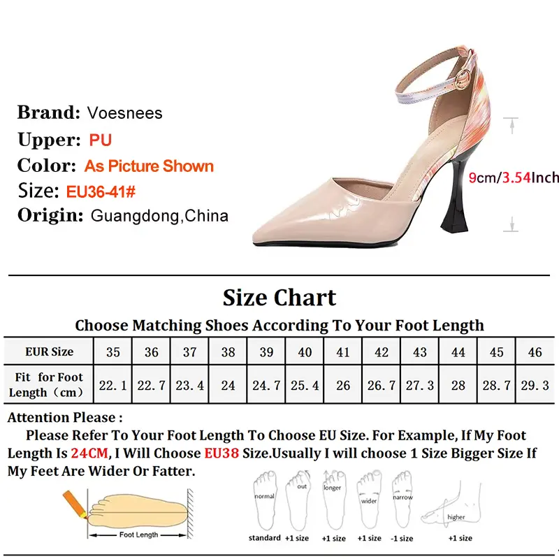 Summer High Heels Plus Size Women Elegant 9CM Stiletto Pointed Toe Office Party Sandals Fashion Model Side Empty Ladies Shoes