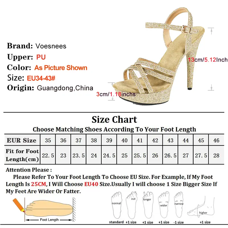 Summer New Large Size Women Shoes 13CM Stiletto Sexy Narrow band Catwalk Shoes Thick Platform Sandals Nightclub Party High Heels