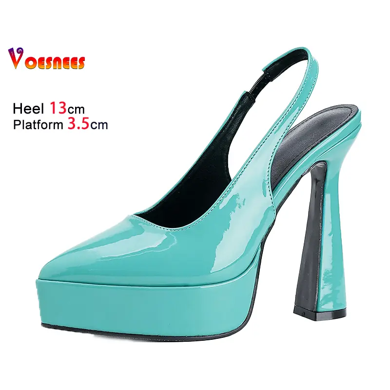 2025 Summer Slingback High Heels Women Platform 13CM Fashion Model Catwalk Show Shoes Closed Pointed Toe Nightclub Single Shoes