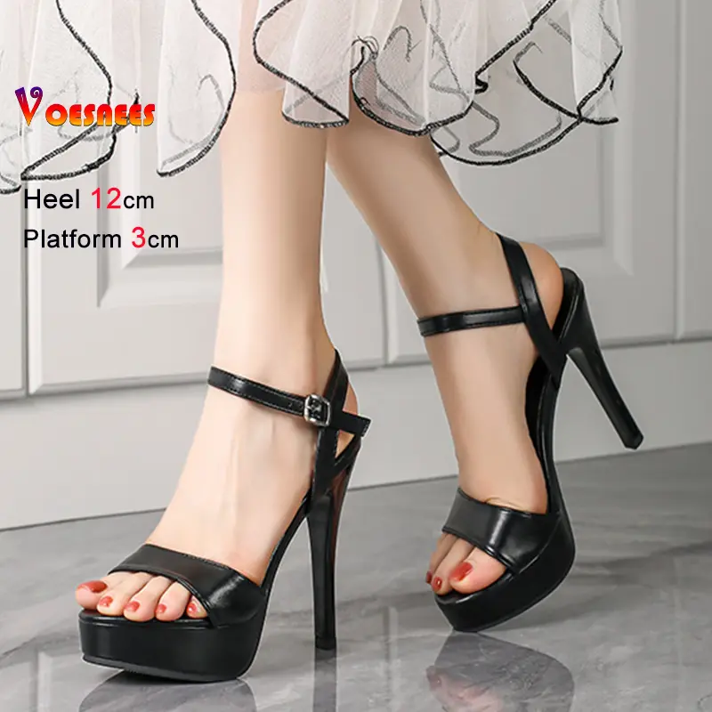 12CM Summer Shoe Woman Sandals with Straps Women Sexy Dress High Heels Fashion Ankle Straps Open Toe Wedding Pumps
