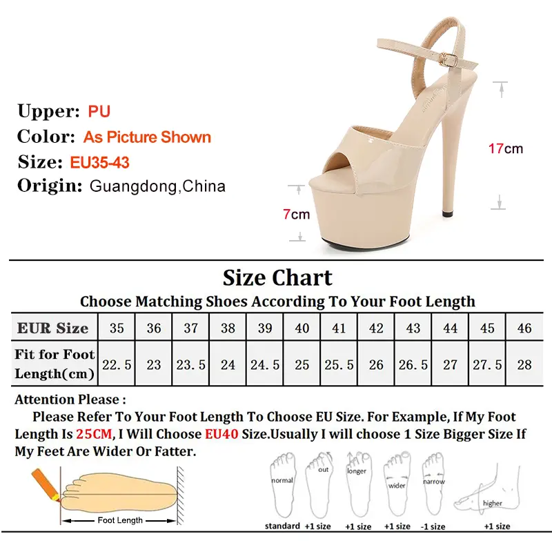 New Beige 17cm Sandals Woman Platform High Heels Shoes Sexy Ankle Strap Open Toe Gladiator Party Dress Women Shoes Plus Size 43