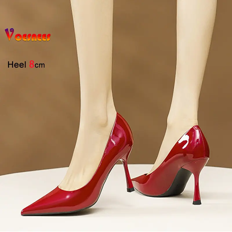 Elegant Women's Pumps 4CM 6CM 8CM High Heels Female 2025 New Fashion Pointed Shallow Mouth Wedding Party Dress Shoes Size 34-40