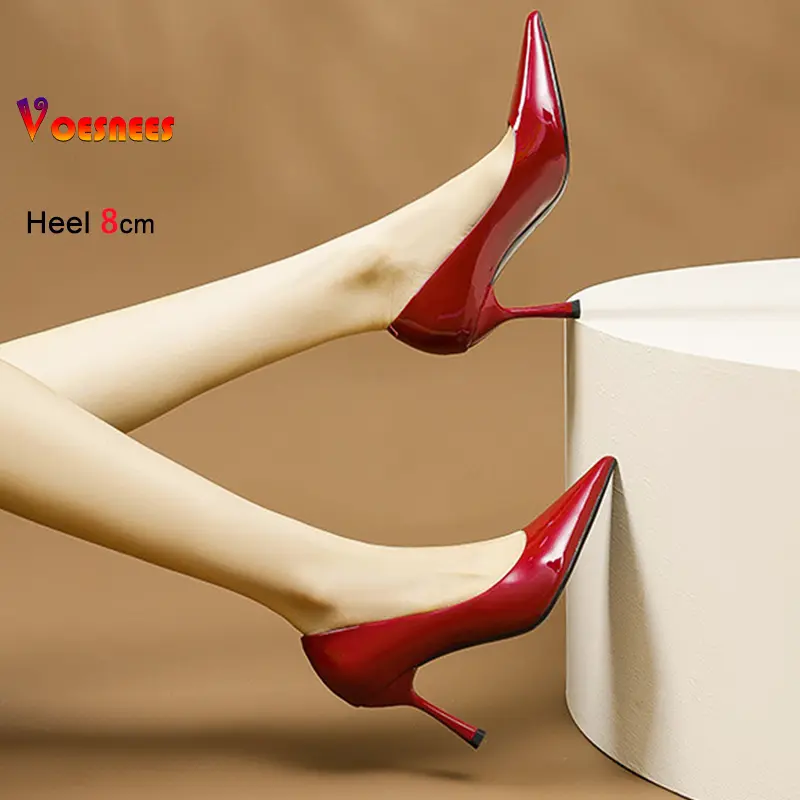 Elegant Women's Pumps 4CM 6CM 8CM High Heels Female 2025 New Fashion Pointed Shallow Mouth Wedding Party Dress Shoes Size 34-40