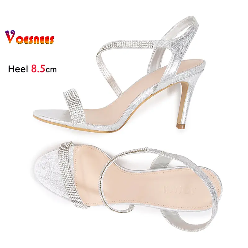 Fashion Party Dress Shoes For Women 8.5CM Thin Heel Flash Diamond Back Strap Sandals Designer 2025 New Temperament High Heels