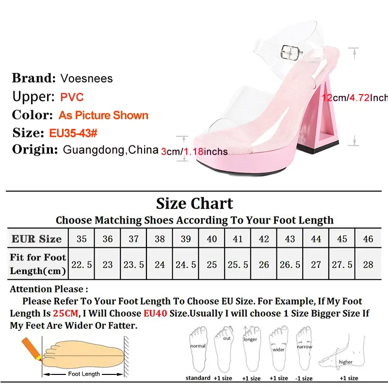 Plus Size 43 Black Sandals Women 2025 New Transparent PVC Strange style High Heels 3CM Platform Fashion Model Catwalk Show Shoes