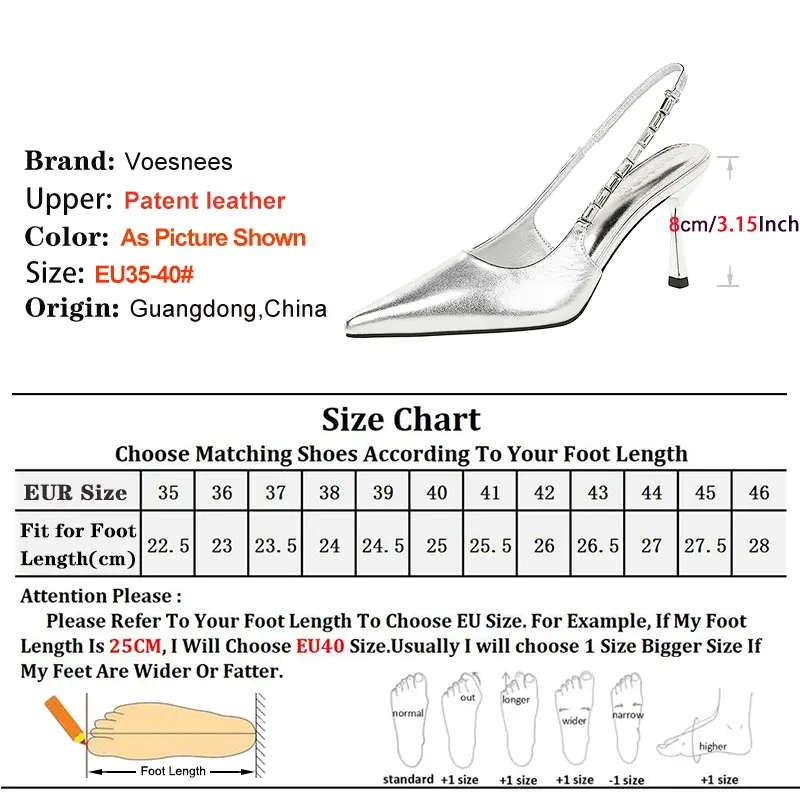 New Pointy Toe High Heels Designer 2025 Summer Slingback Elegant Shallow Party Shoes For Woman 8CM Stiletto Silvery Dating Pumps