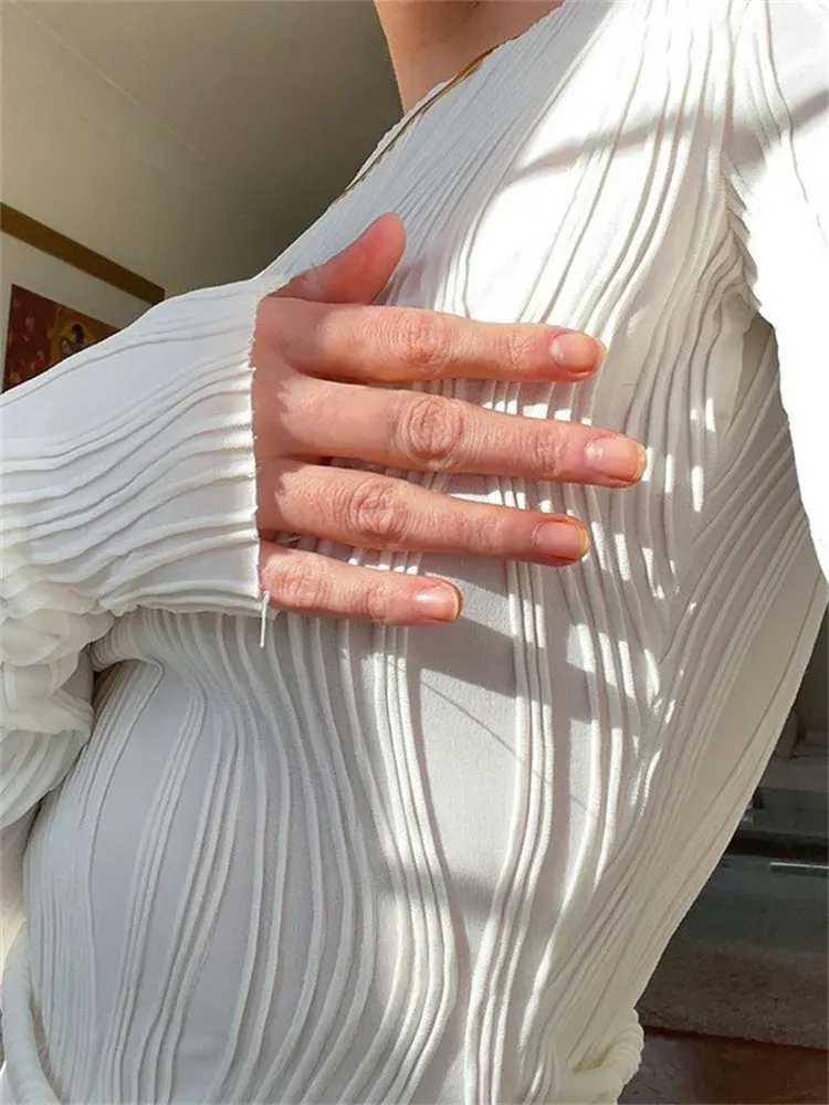 Women Autumn Tops Ribbed Knit Solid Color Shirts Long Sleeve Slim Fit Crop Tops Korean Fashion Casual Sweater Y2K Clothes