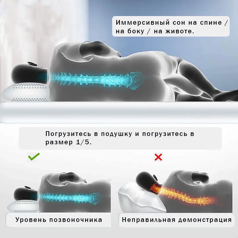 Comfortable Pure Natural Latex Pillows Neck Pain Relieve Side Back Sleep Orthopedic Pillow Cervical Health Care Support Cushion