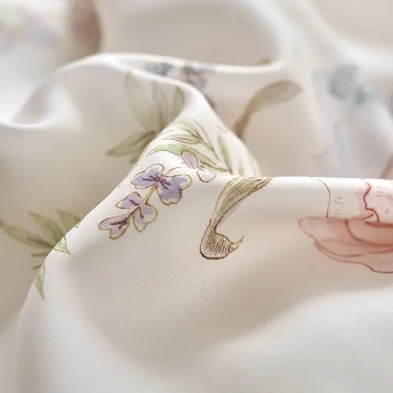 Luxury Summer Faux Silk Printed Bedding Sets High Quality Ice Silky Skin Friendly Quilt Set Bedroom Textile Supplies for Girls