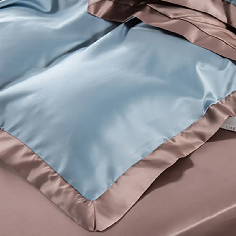 Nordic Summer Ice Silk Bedding Sets Silky Skin-Friendly Embroidered Duvet Cover Kit Home Dormitory Bed Linens for Single Double
