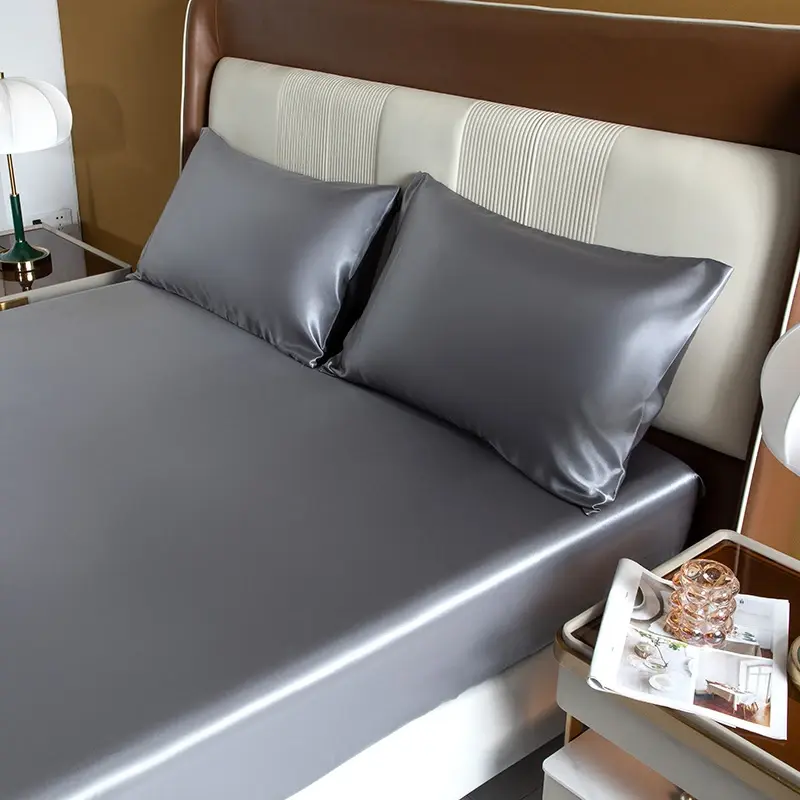 European and American Sizes Satin Fitted Sheet Smooth Skin-friendly Elastic Band Bed Sheet King Size Rayon Full Bedsheet 180x200
