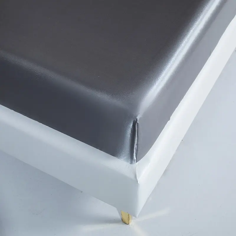 European and American Sizes Satin Fitted Sheet Smooth Skin-friendly Elastic Band Bed Sheet King Size Rayon Full Bedsheet 180x200