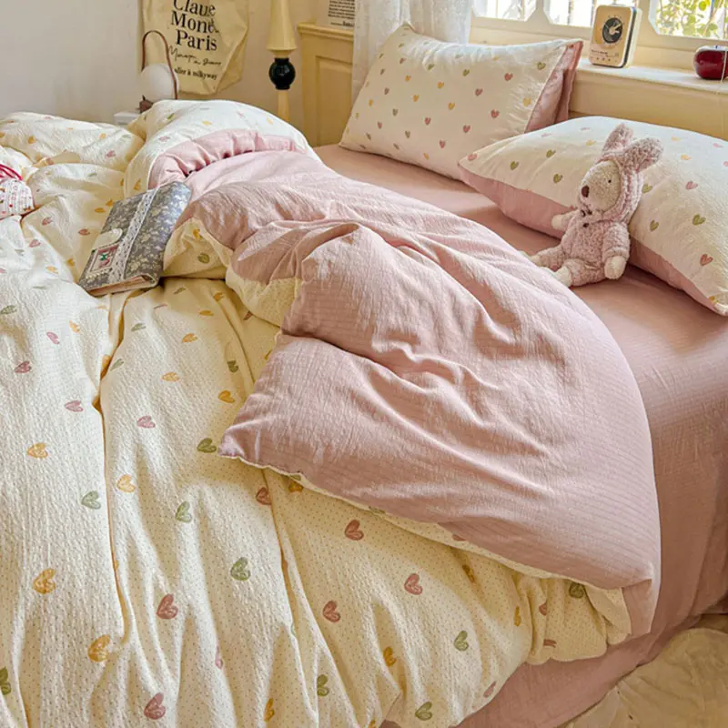 Nordic Style Small Floral Print Bedding Sets Ultra Soft Breathable Single Queen Bedclothes Comforter Set for All Seasons