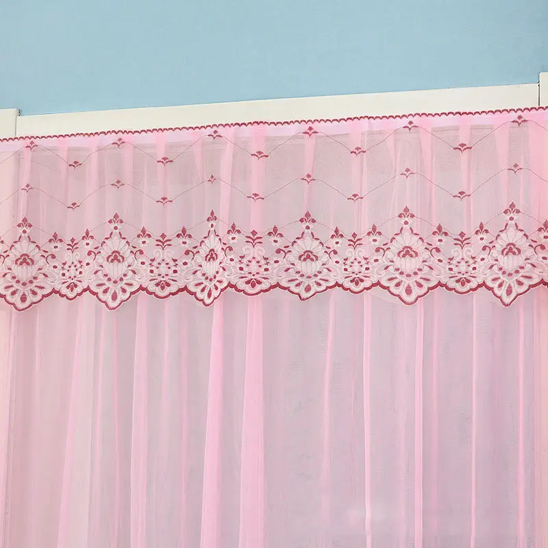 Lace Embroider Summer Anti Mosquito Insect Net Door Curtain Light-transmitting Pleated Door Curtain Living Room Bedroom Screen
