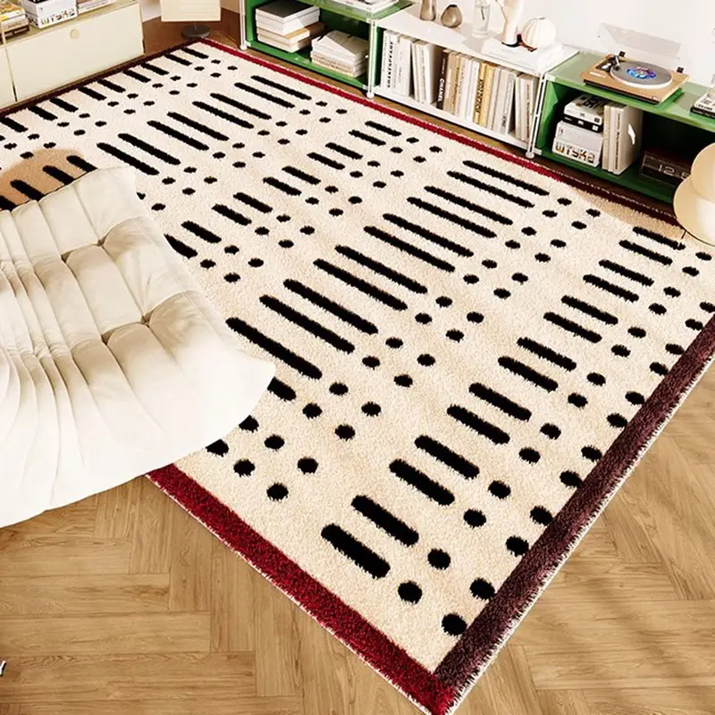 2025 New Grid Faux Cashmere Anti Slip Floor Mat Plush Carpet for Living Room Sofa Tea Table Soft Comfortable Bay Window Cushion