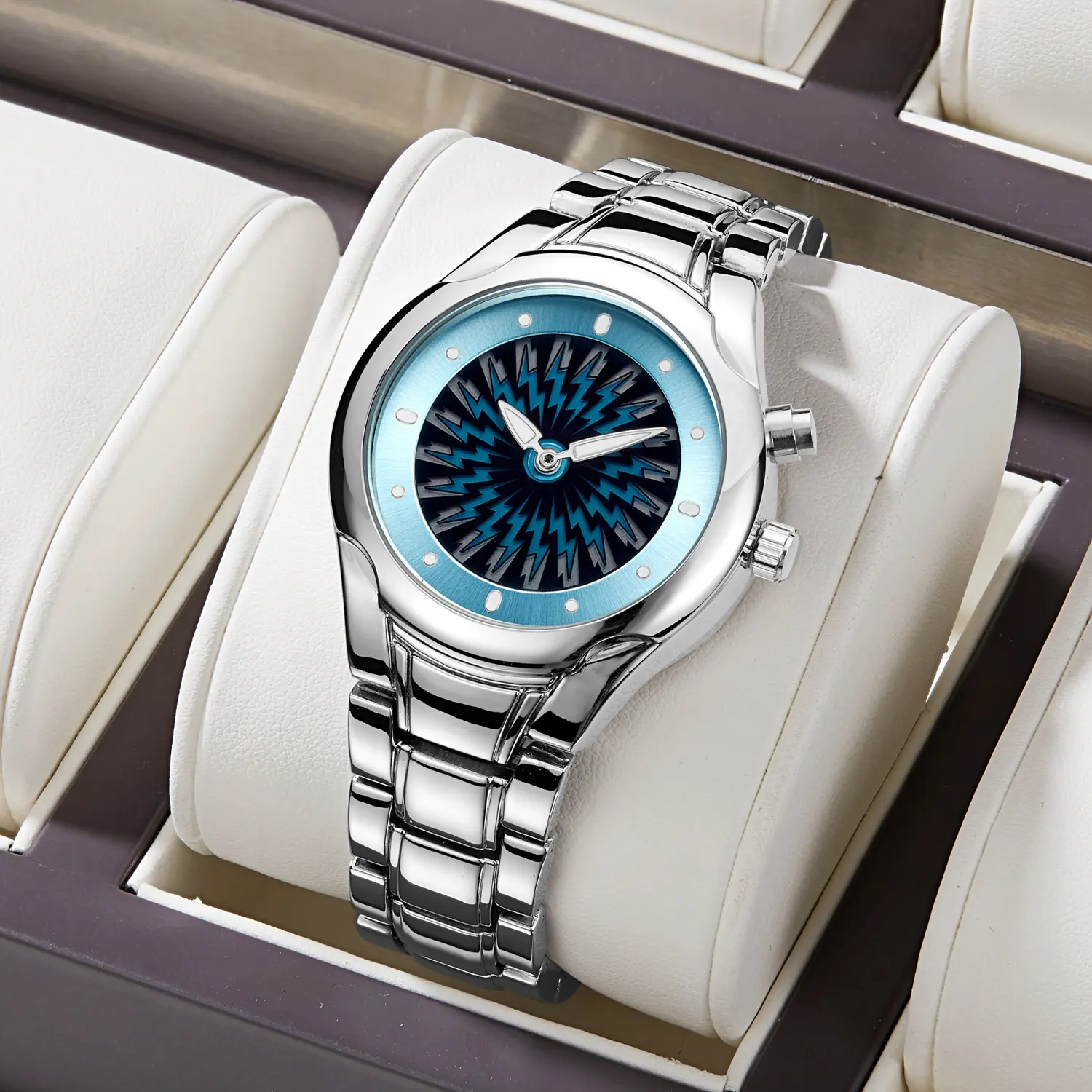 Unique Silver Stainless Steel Men's Watches Minimalism Led Design Quartz Waterproof Watches for Men Women Gift Clock