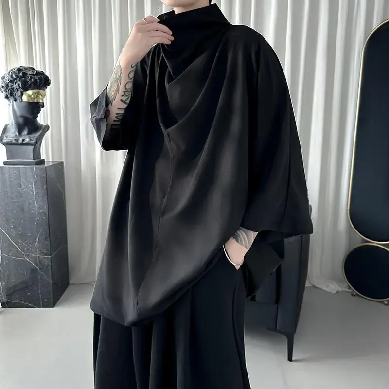 Harajuku Y2k Techwear Men's Tshirts Stylish Anime Clothes Gothic Punk Hip Hop Streetwear Turtleneck Men's Oversized T Shirts