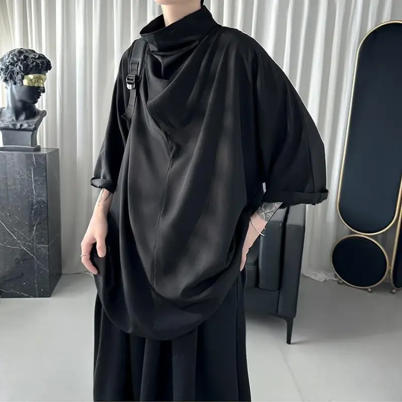 Harajuku Y2k Techwear Men's Tshirts Stylish Anime Clothes Gothic Punk Hip Hop Streetwear Turtleneck Men's Oversized T Shirts