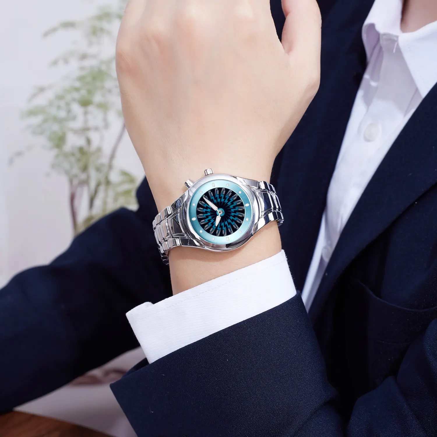 Unique Silver Stainless Steel Men's Watches Minimalism Led Design Quartz Waterproof Watches for Men Women Gift Clock