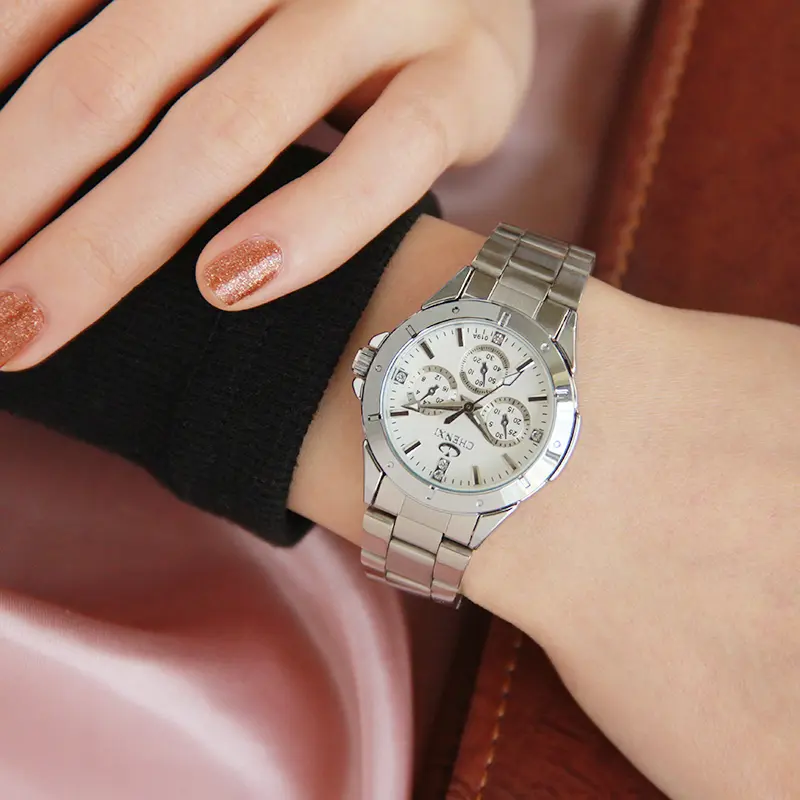 CHENXI Ladies Watches Silver Stainless Steel Wrist watch for Women Fashion Dress Quartz 5 Color Analog Casual Female Clock