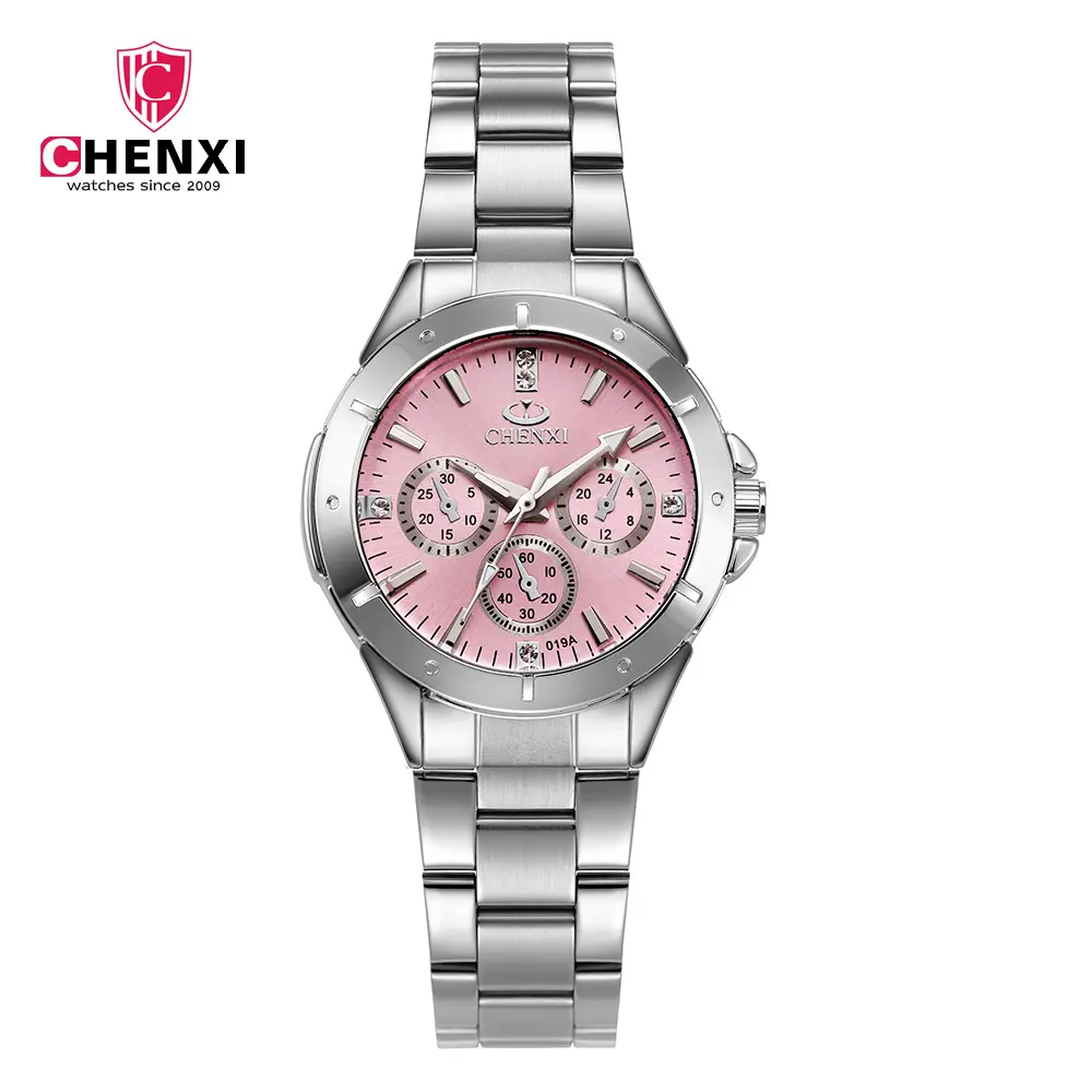 CHENXI Ladies Watches Silver Stainless Steel Wrist watch for Women Fashion Dress Quartz 5 Color Analog Casual Female Clock