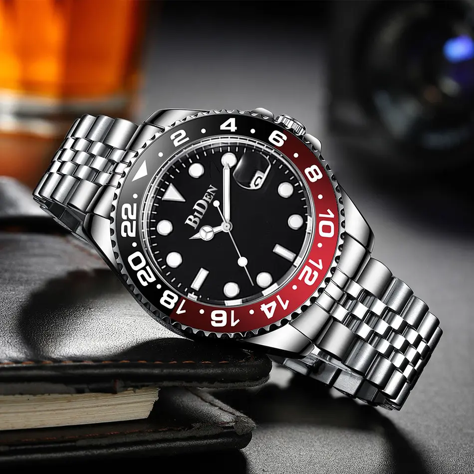 Unique Men's Watches Silver Stainless Steel Waterproof Rotate Dial Casual Fasihon Men Wrist Watches Male's Present Clock
