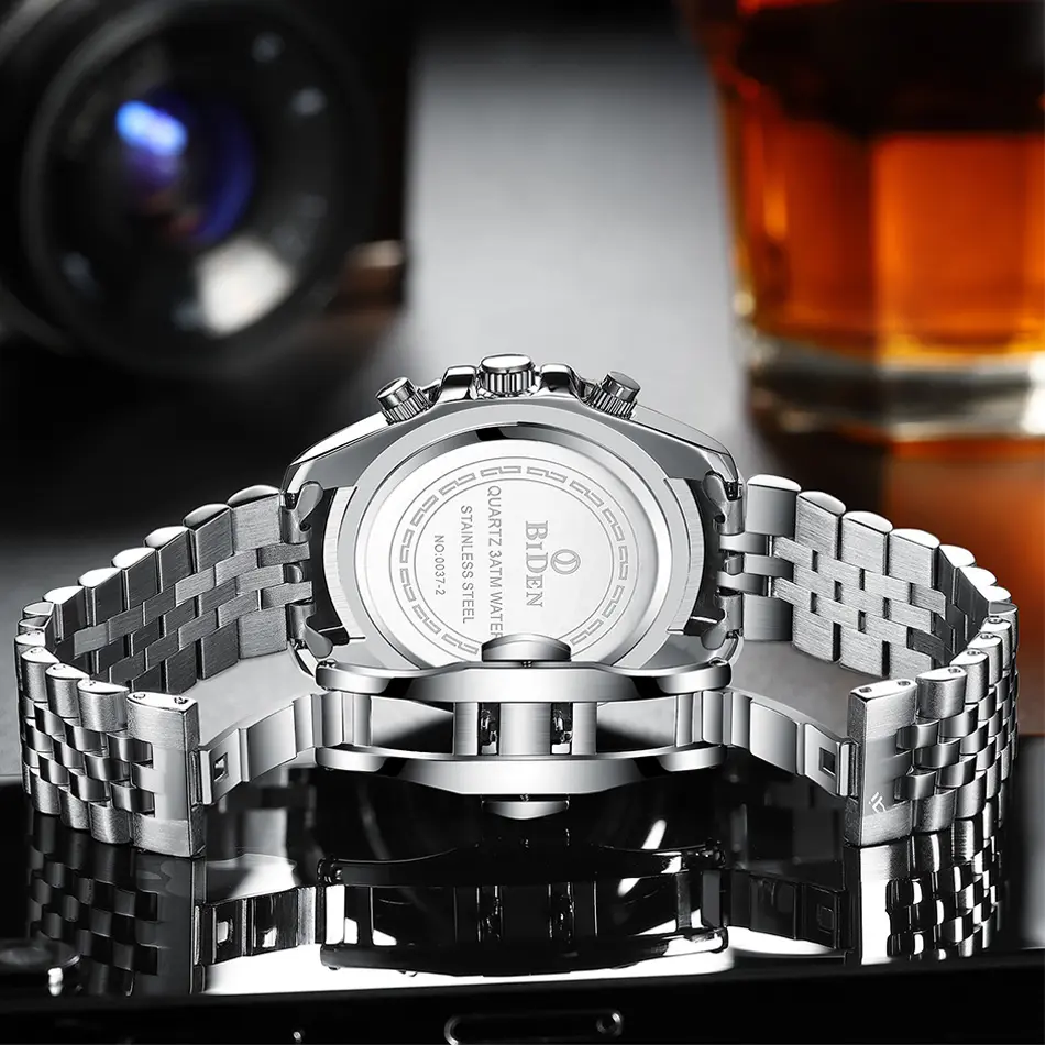 Unique Men's Watches Silver Stainless Steel Waterproof Rotate Dial Casual Fasihon Men Wrist Watches Male's Present Clock