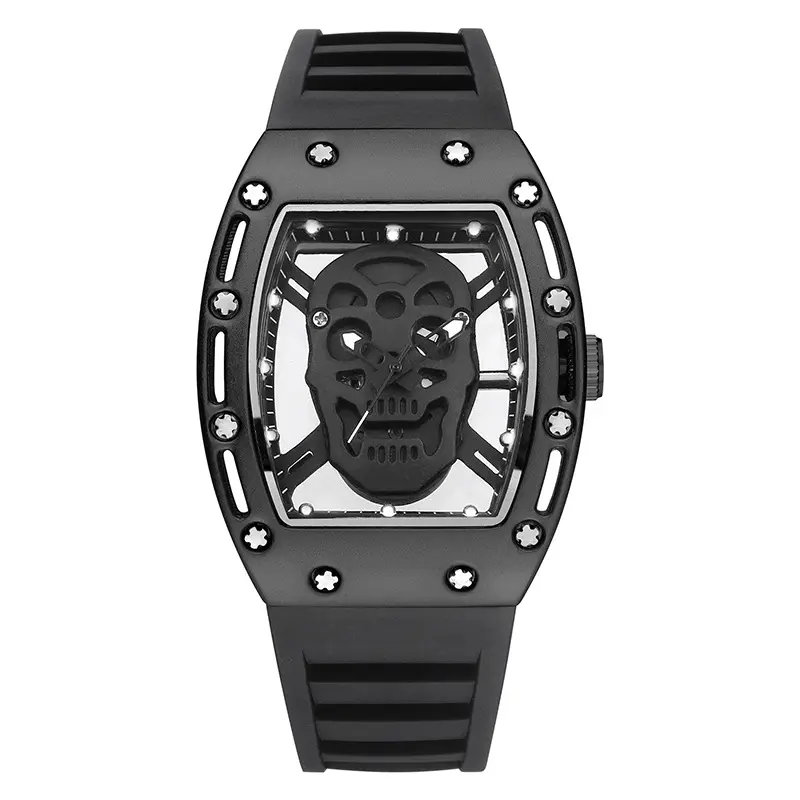 Unique Skull Watches for Men Fashion Hollow Design Quartz Mens Watches Y2k Black Gothic Punk Casual Sport Wristwatch Waterproof