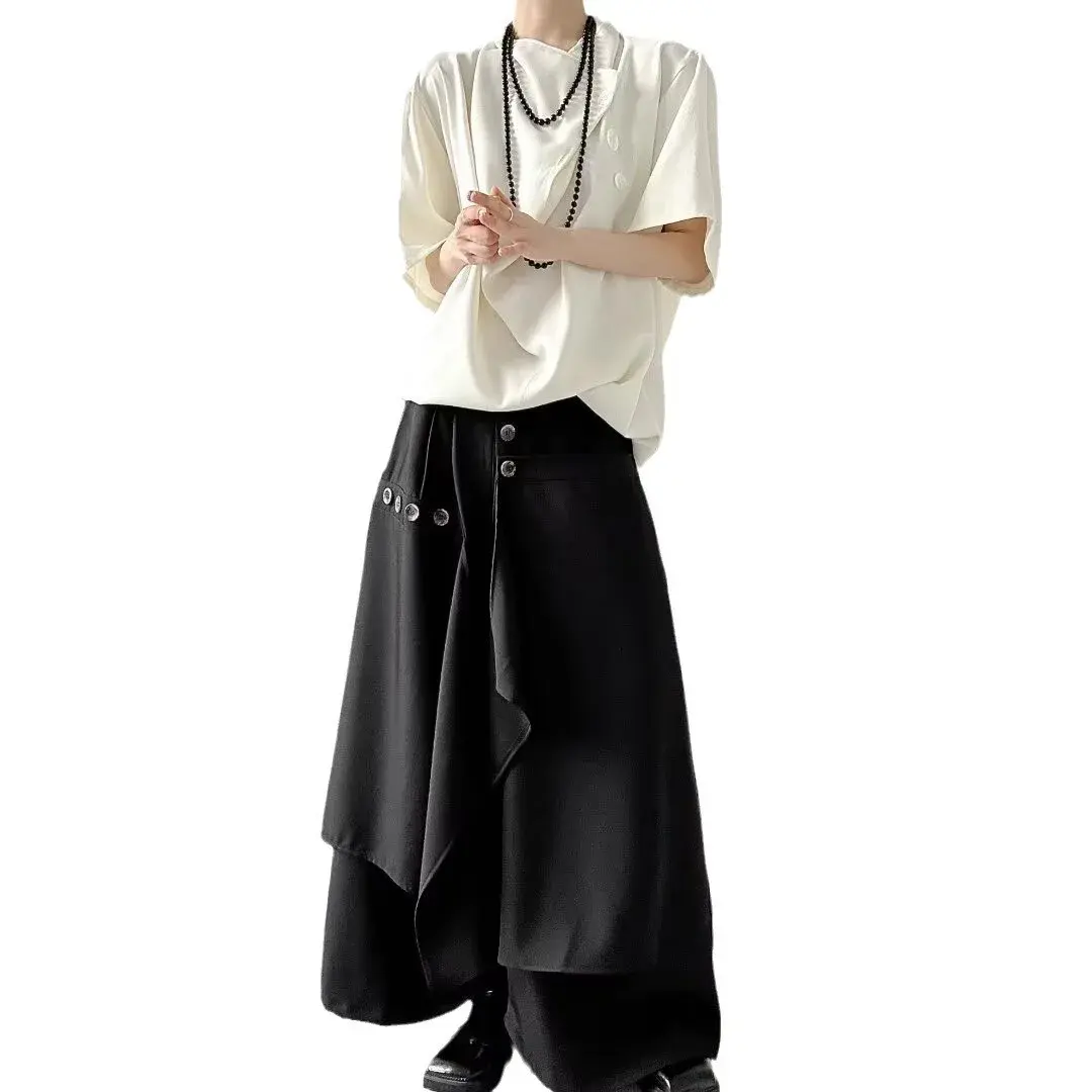 Fashion Japan Style Men's Pants Wide Leg Hakama Baggy Trousers Men Women Hip Hop Streetwear Stylish Samurai Clothing