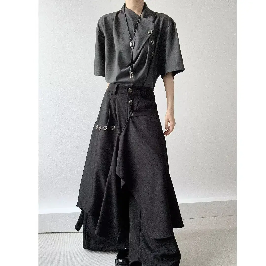 Fashion Japan Style Men's Pants Wide Leg Hakama Baggy Trousers Men Women Hip Hop Streetwear Stylish Samurai Clothing