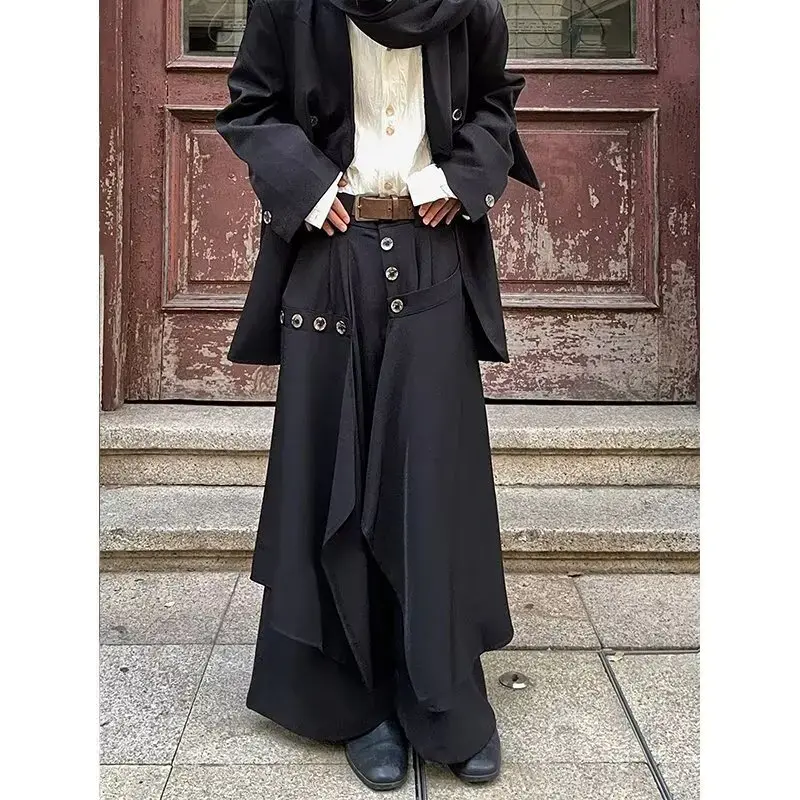 Fashion Japan Style Men's Pants Wide Leg Hakama Baggy Trousers Men Women Hip Hop Streetwear Stylish Samurai Clothing