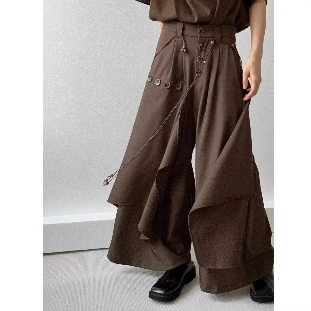 Fashion Japan Style Men's Pants Wide Leg Hakama Baggy Trousers Men Women Hip Hop Streetwear Stylish Samurai Clothing