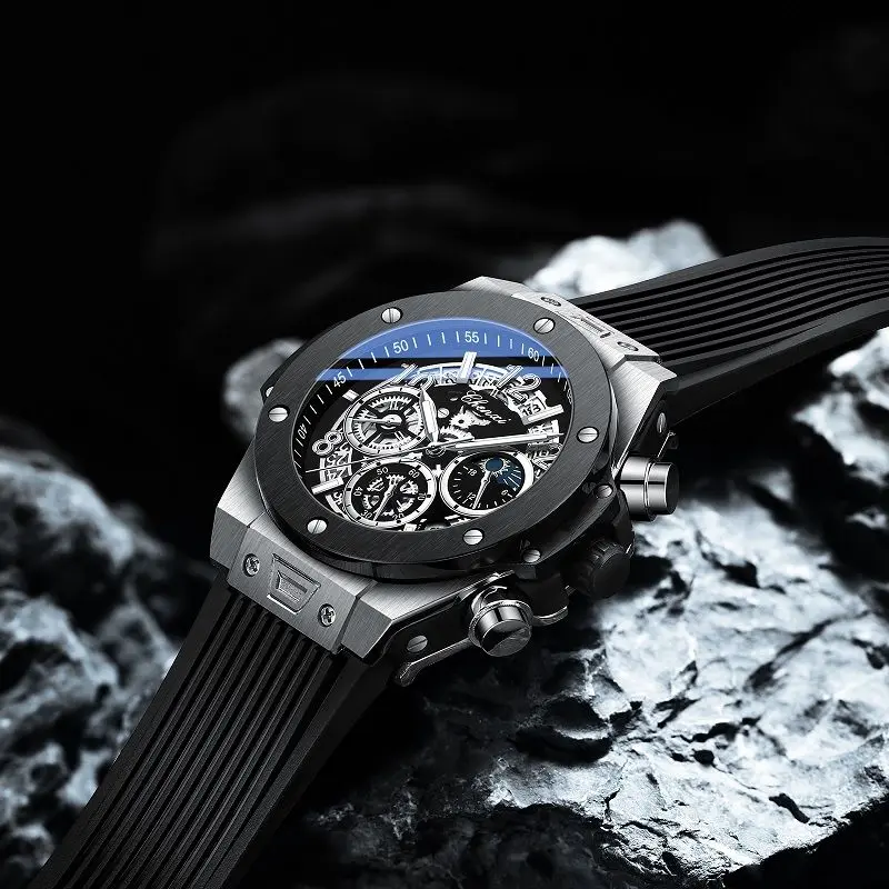 Big Dial Fashion Men's Watches Multi Function Rubber Strap Ins Chic Outdoor Chic Military Watch for Men Unique Brand Wristwatch