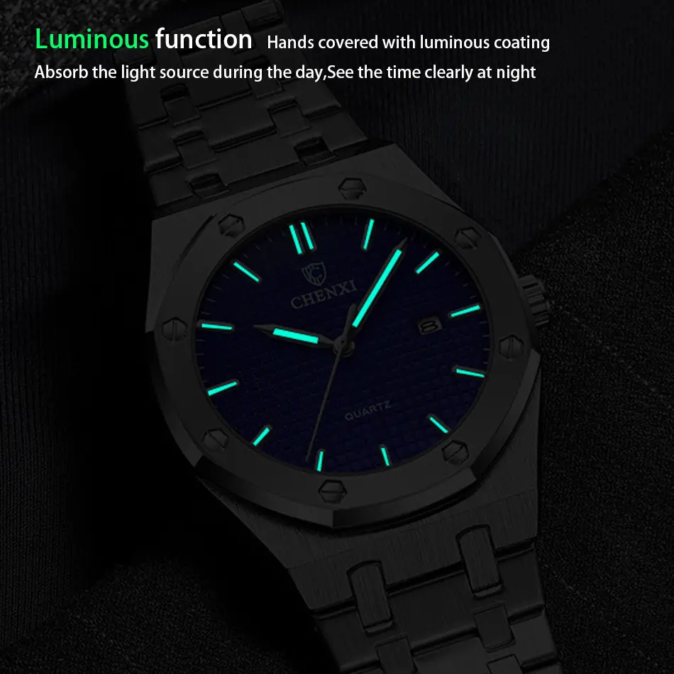 Big Dial Casual Men's Watches Luxury Stainless Steel Band Calendar Watch for Men Top Brand Waterproof Quartz Minimalism Clock