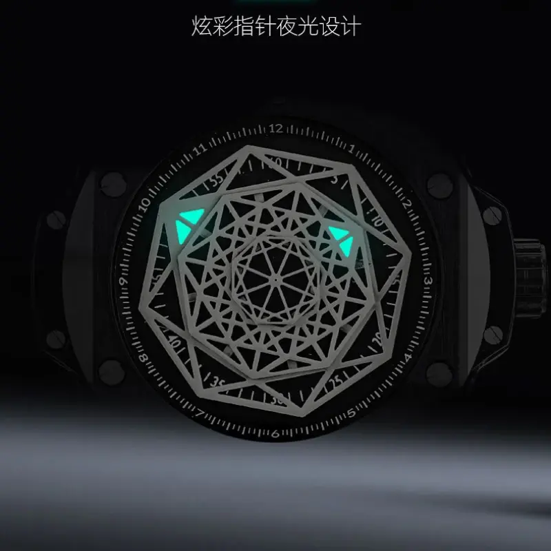 Unique Men's Watches Rotating Star Design Rose Gold Quartz Watches for Men Genuine Leather Waterproof 3Bar Business Casual Clock