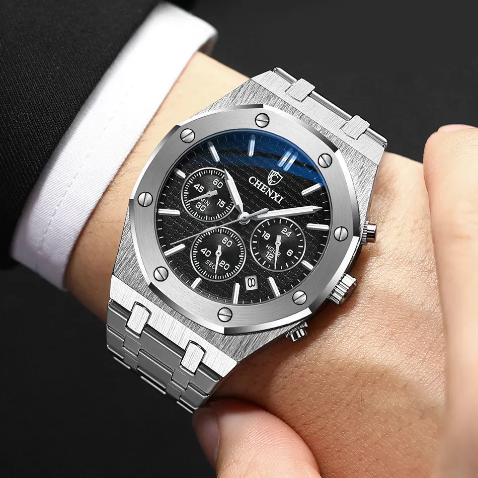 Luxury Gold Watches for Men Royal Top Brand Stainless Steel Waterproof Chronograph Golden Business Casual Men's Wristwatch Gift