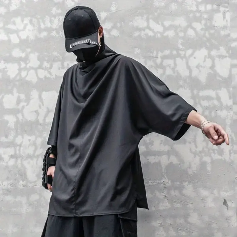 Black Y2k TShirts Men Techwear Streetwear Janpanese Harajuku Fashion Thin Oversized Tshirts for Men Punk Gothic Anime Clothes