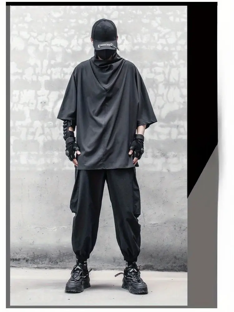 Black Y2k TShirts Men Techwear Streetwear Janpanese Harajuku Fashion Thin Oversized Tshirts for Men Punk Gothic Anime Clothes