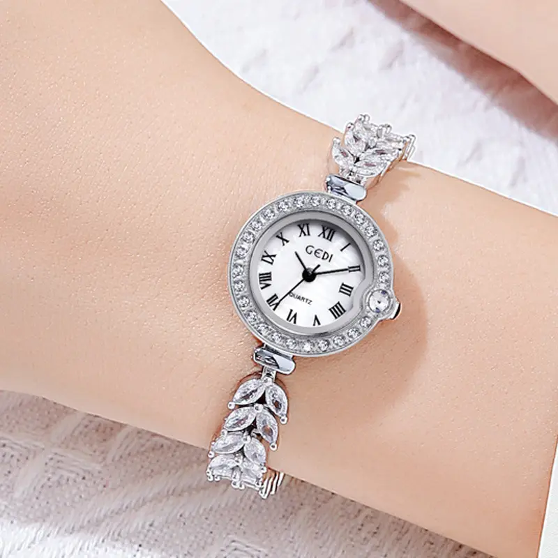 Fashion Rose Gold Women Watches Rhinestone Mermaid Design Simple Casual Elegant Quartz Watches for Women Small Dial Wedding Gift