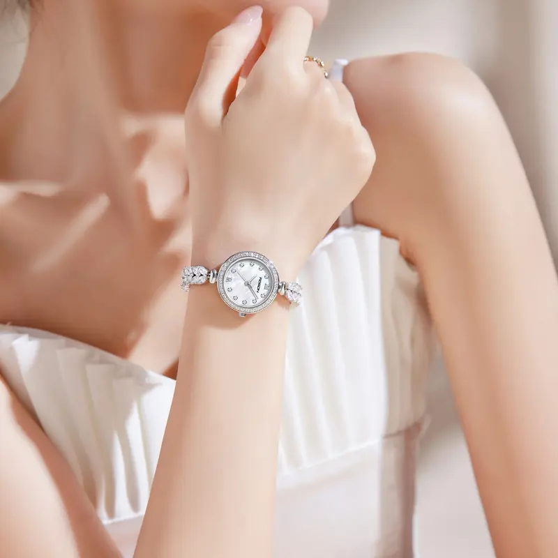 Fashion Rose Gold Women Watches Rhinestone Mermaid Design Simple Casual Elegant Quartz Watches for Women Small Dial Wedding Gift