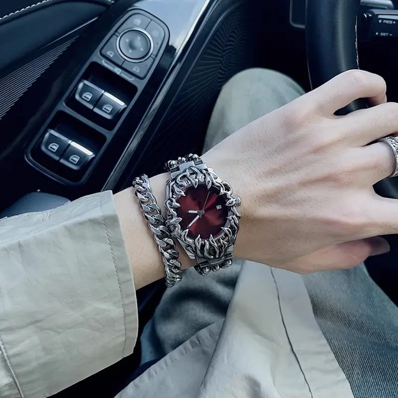 Y2K Claw Watches Men Black Unique Design Alabaster Stone Punk Gothic Unisex Women Men Wristwatches Dark Aesthetic Quartz Watcjes