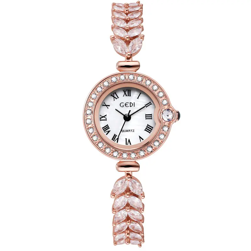 Fashion Rose Gold Women Watches Rhinestone Mermaid Design Simple Casual Elegant Quartz Watches for Women Small Dial Wedding Gift