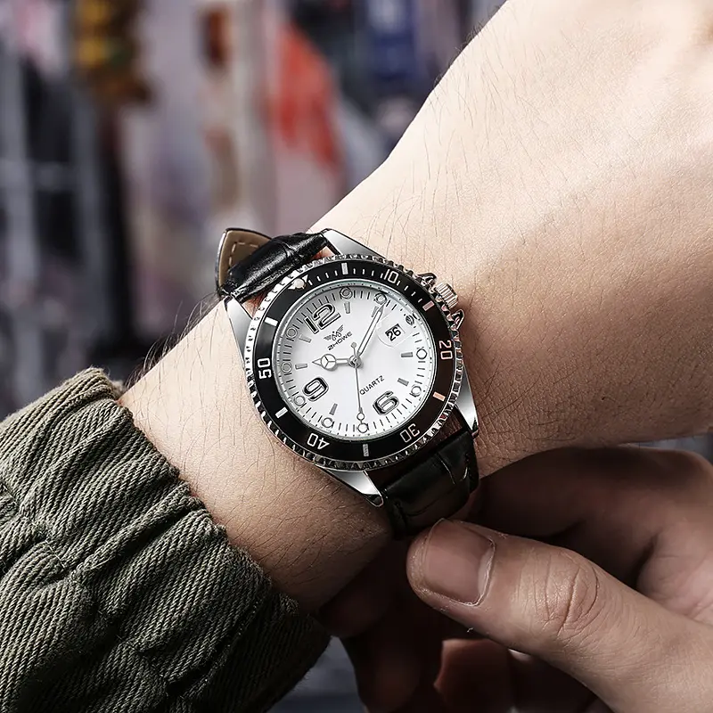 Men Casual Sport Military Quartz Calendar Wrist Watch for Man Business Leather Waterproof Male Clock Relogio (without box)