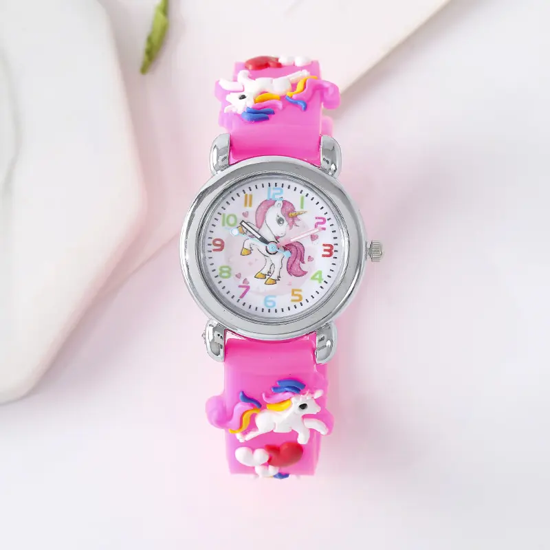 Fashion Cute Unicorn Children's watch Candy color Silicone band Cartoon watch Gift Student