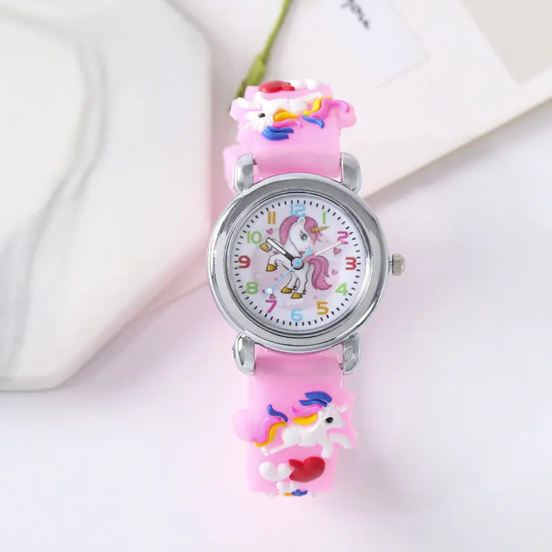 Fashion Cute Unicorn Children's watch Candy color Silicone band Cartoon watch Gift Student