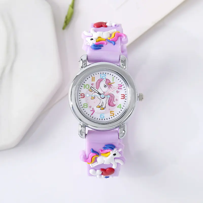 Fashion Cute Unicorn Children's watch Candy color Silicone band Cartoon watch Gift Student