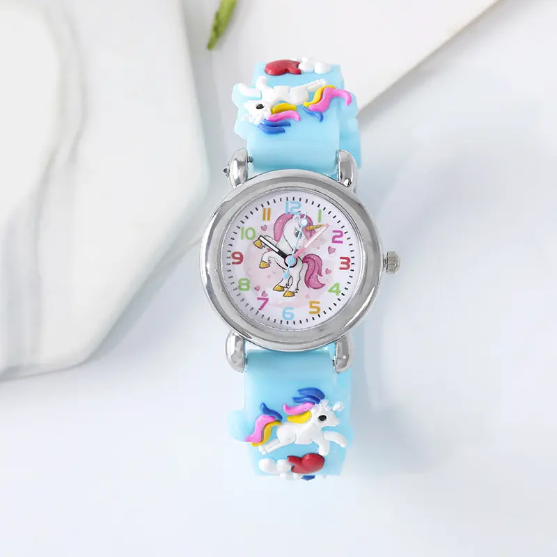 Fashion Cute Unicorn Children's watch Candy color Silicone band Cartoon watch Gift Student