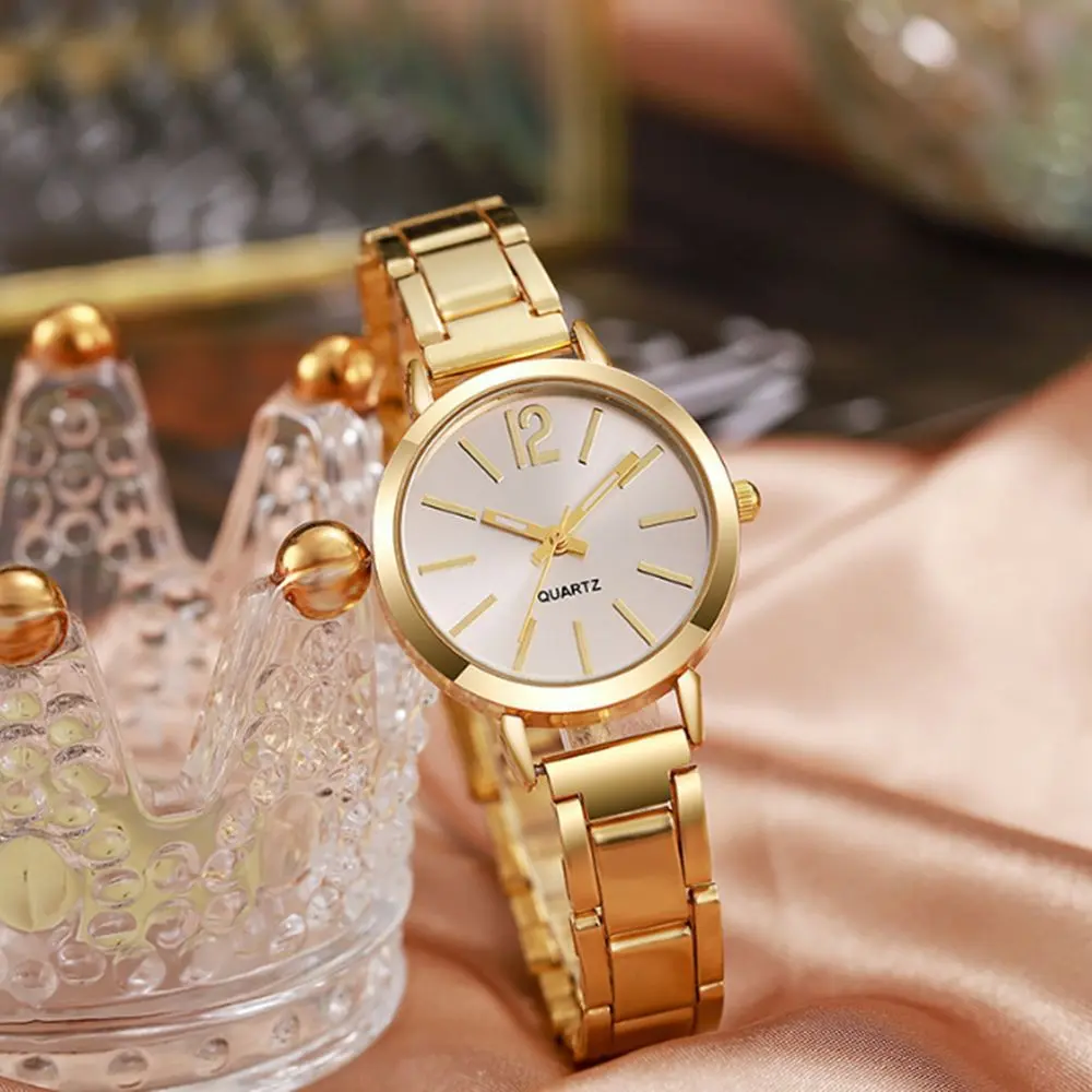 Fashion Small Dial Gold Watch Woman Luxury Alloy Strap Ladies Quartz Wristwatches Gift Clock Gift reloj mujer（Without Box）